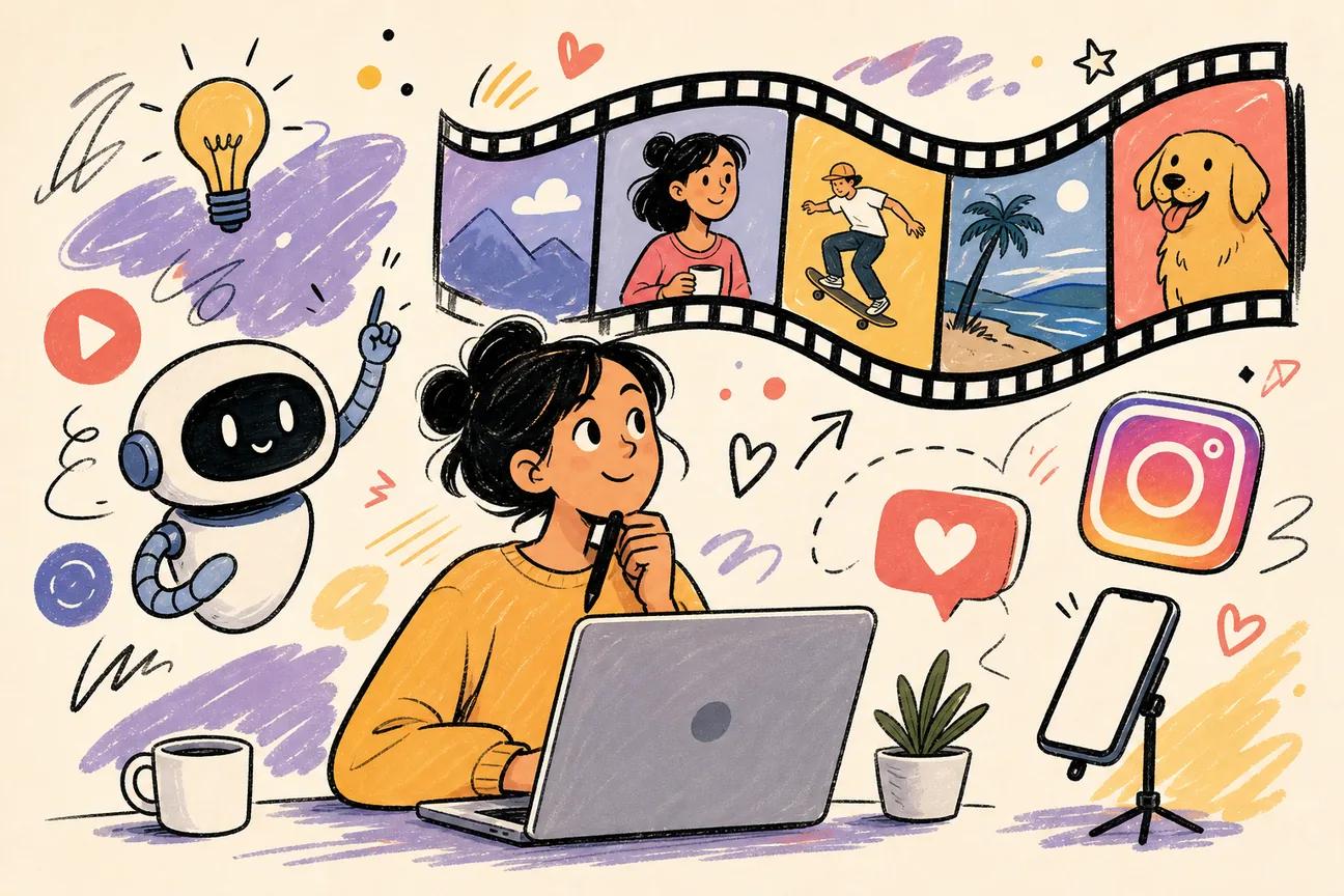 Editorial illustration for Best AI Video Generator for Instagram