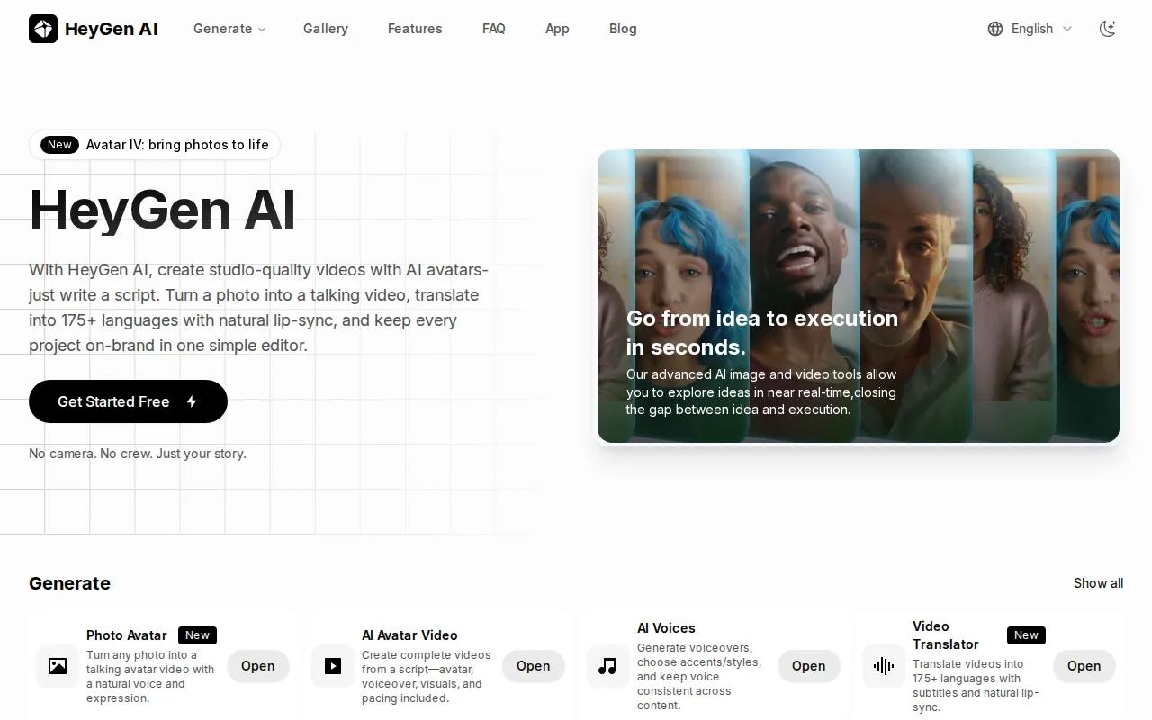 HeyGen: visual reference for 3. HeyGen — Multilingual AI avatars with a generous free tier