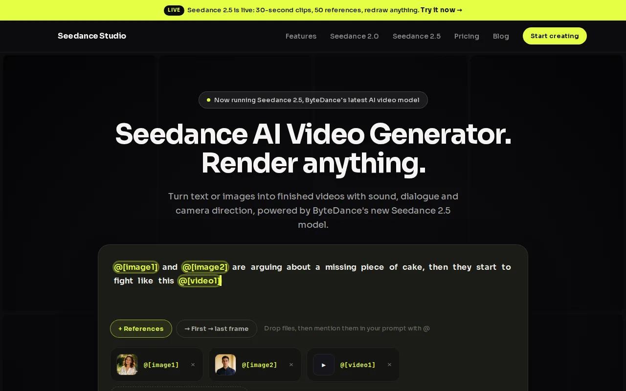Seedance Studio: visual reference for 1. Seedance Studio (Our Top Pick)