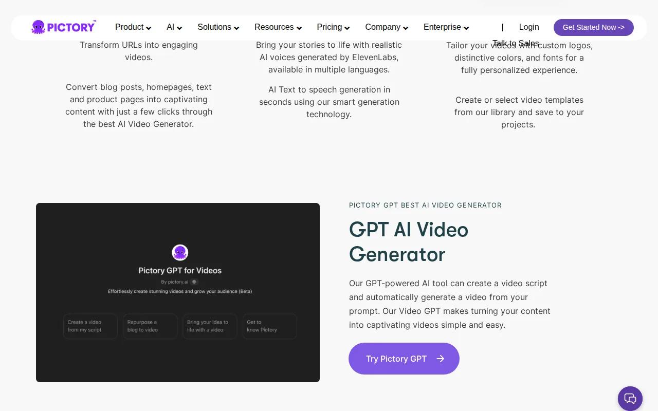 Pictory: visual reference for 4. Pictory — Best for Converting Blog Posts to Videos