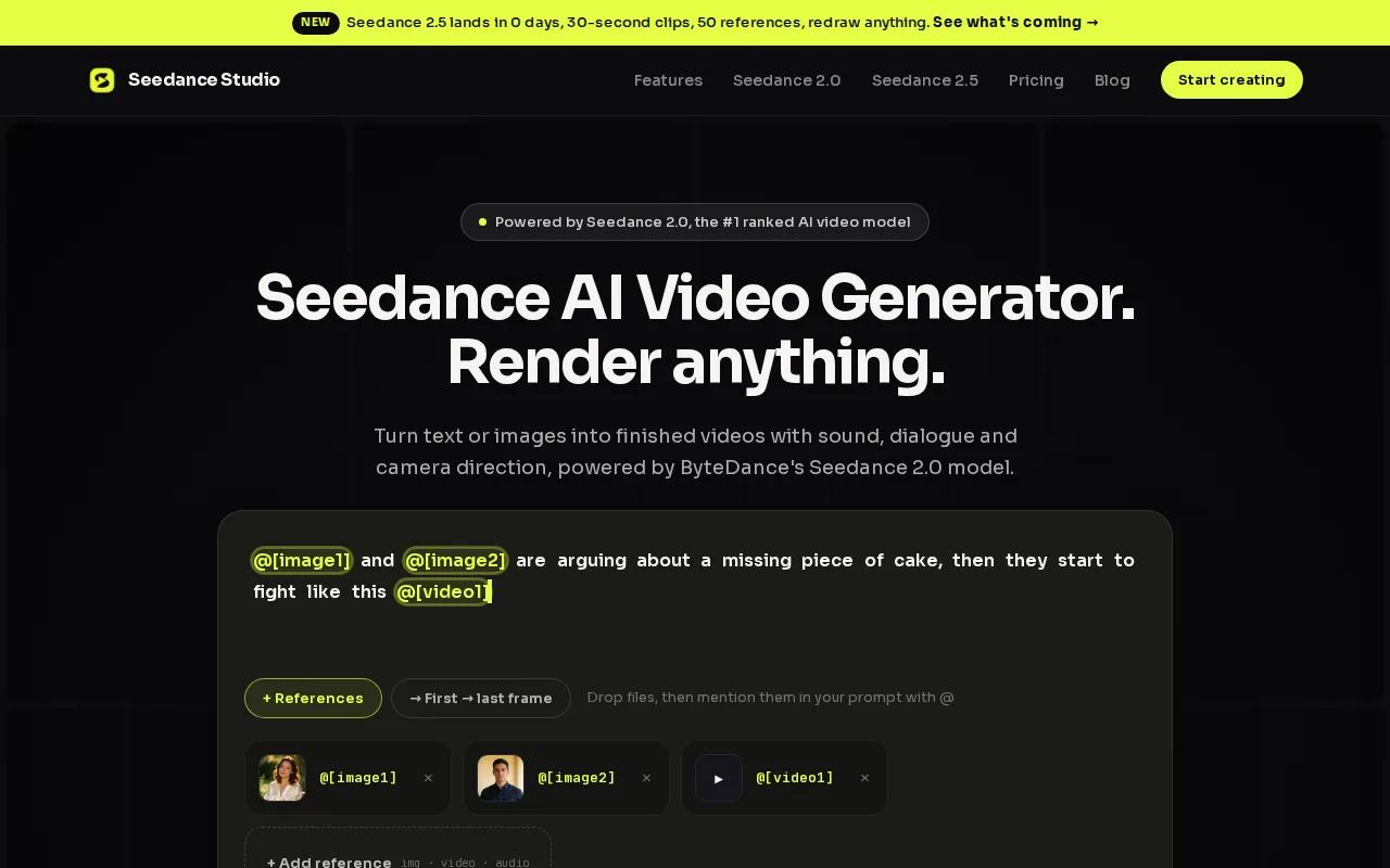 Seedance Studio (Our Top Pick): Fast: visual reference for 1. Seedance Studio (Our Top Pick): Fast, consistent AI video creation