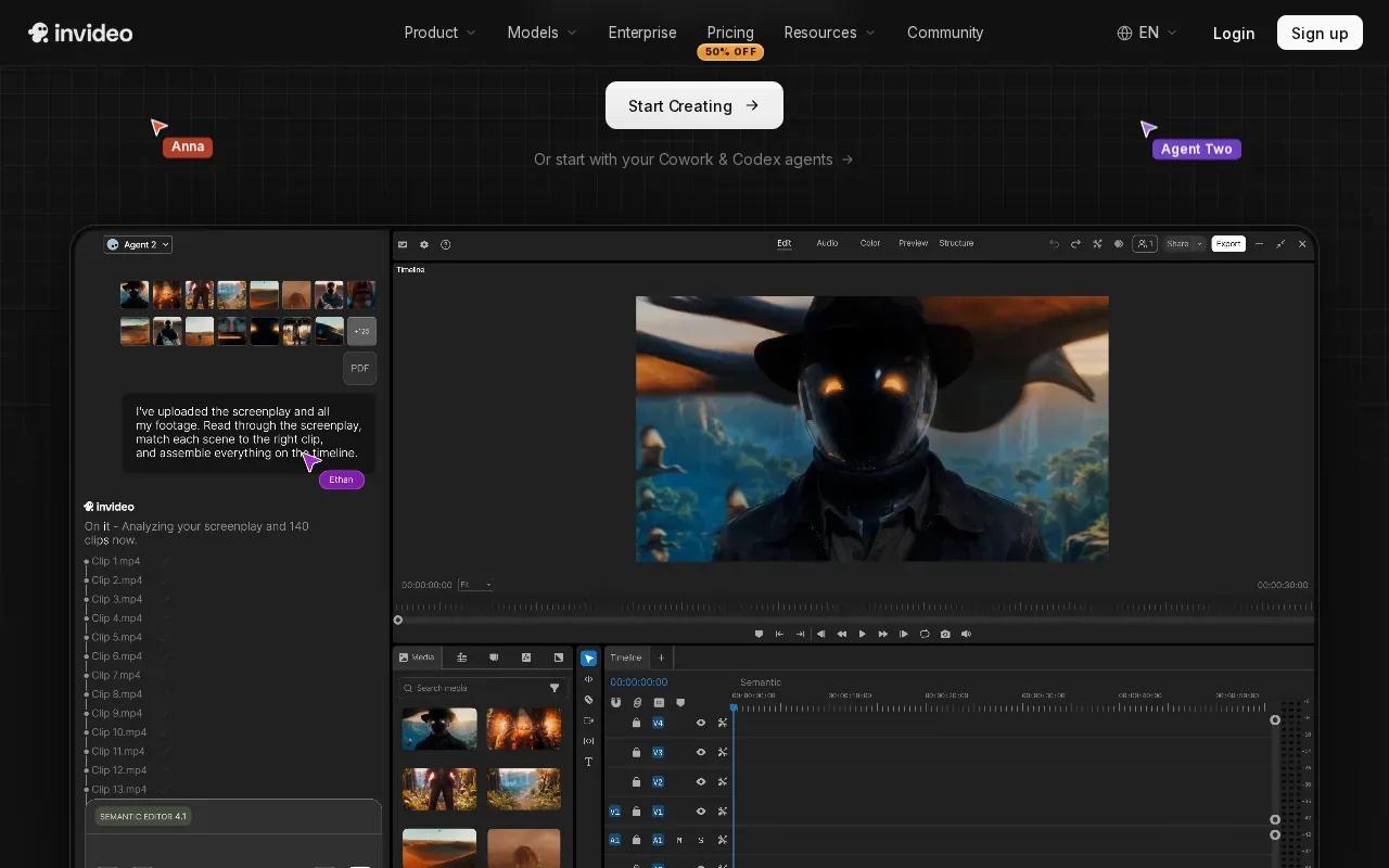 Screenshot of the InVideo AI website