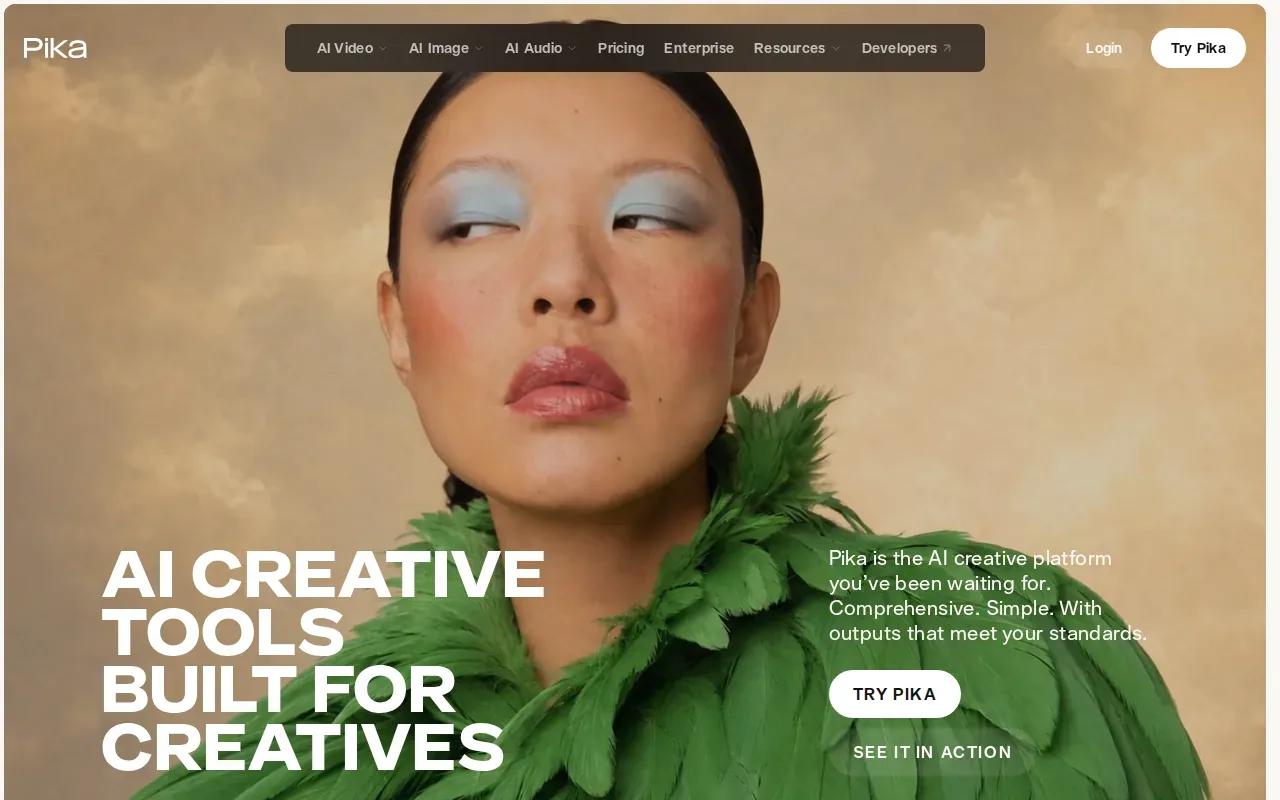 Screenshot of the Pika website