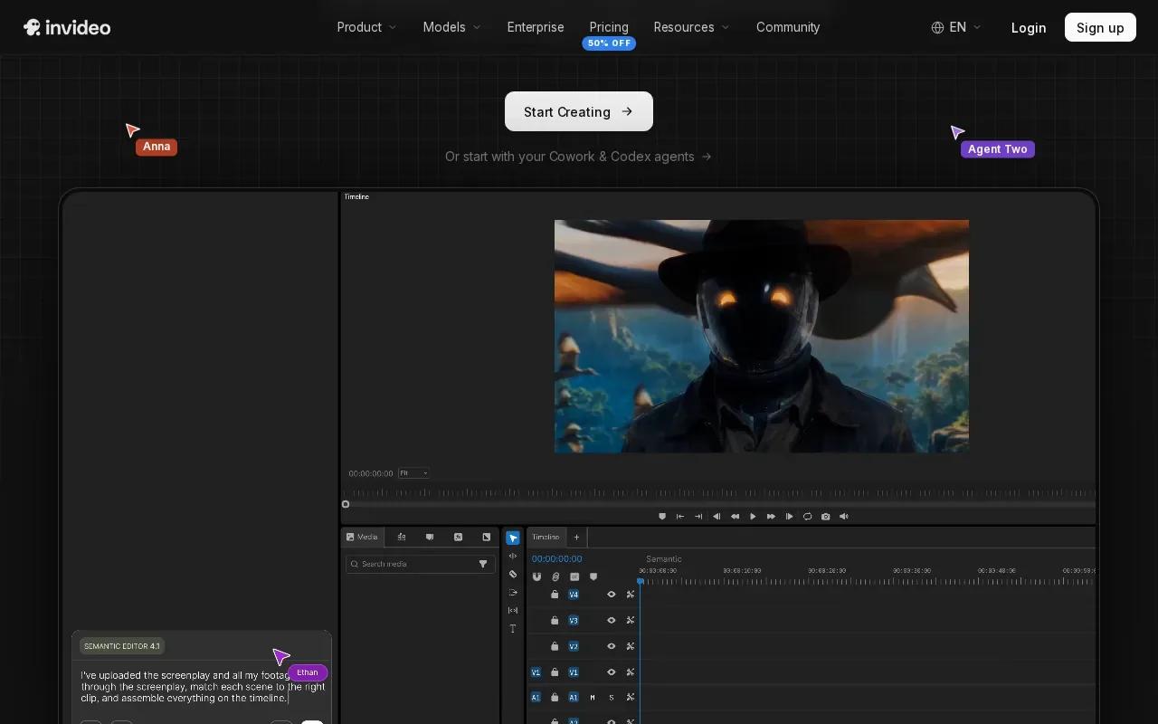 Screenshot of the InVideo AI website