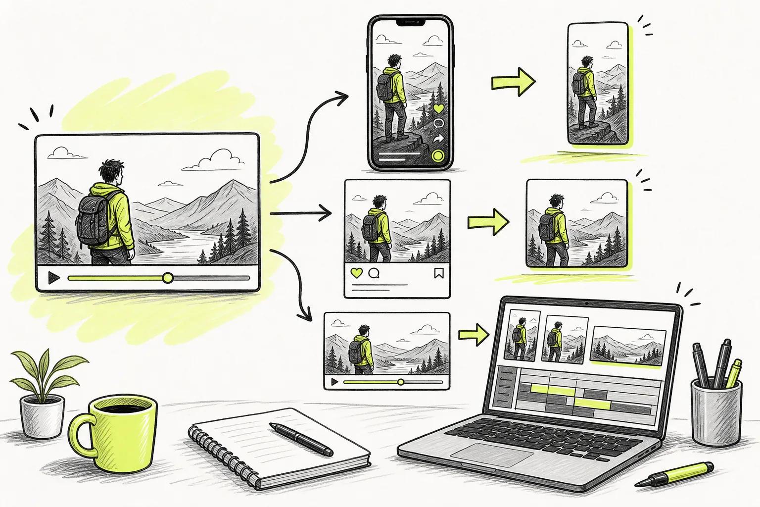 Reuse AI video for TikTok Reels Shorts and multiple aspect ratios