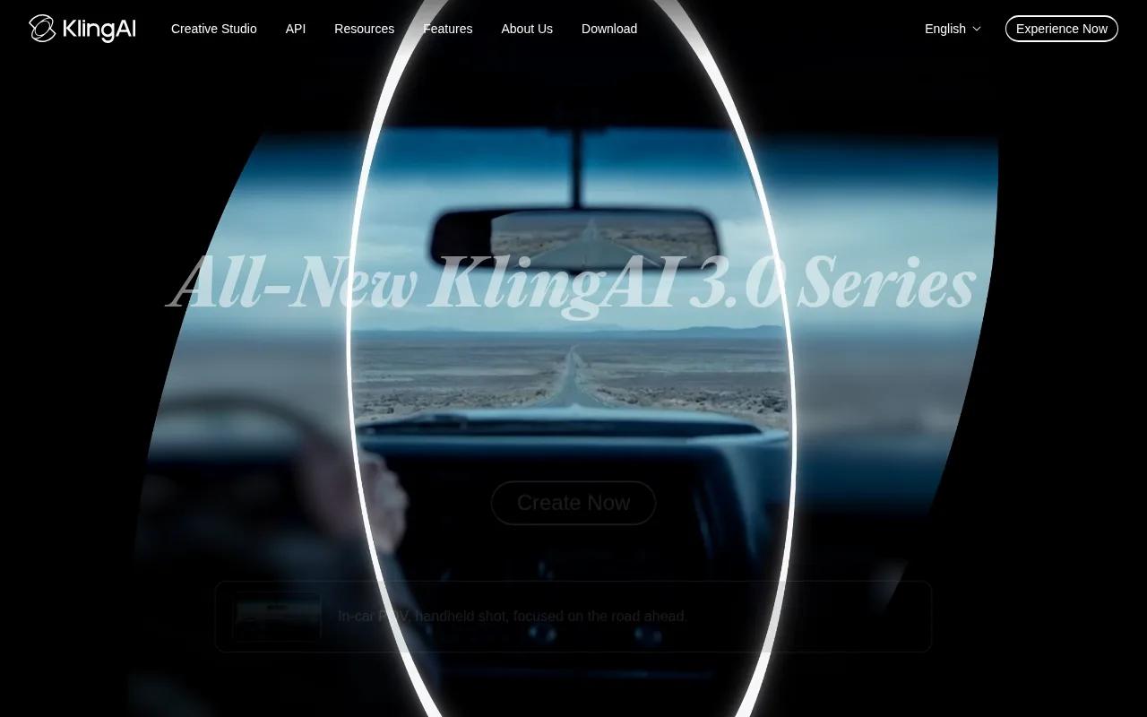 Screenshot of the Kling AI website