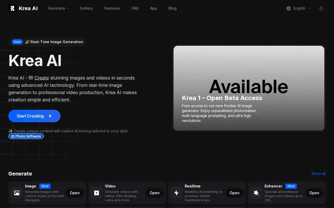 Krea: visual reference for 8. Krea — Daily Free Credits & Aggregated Models