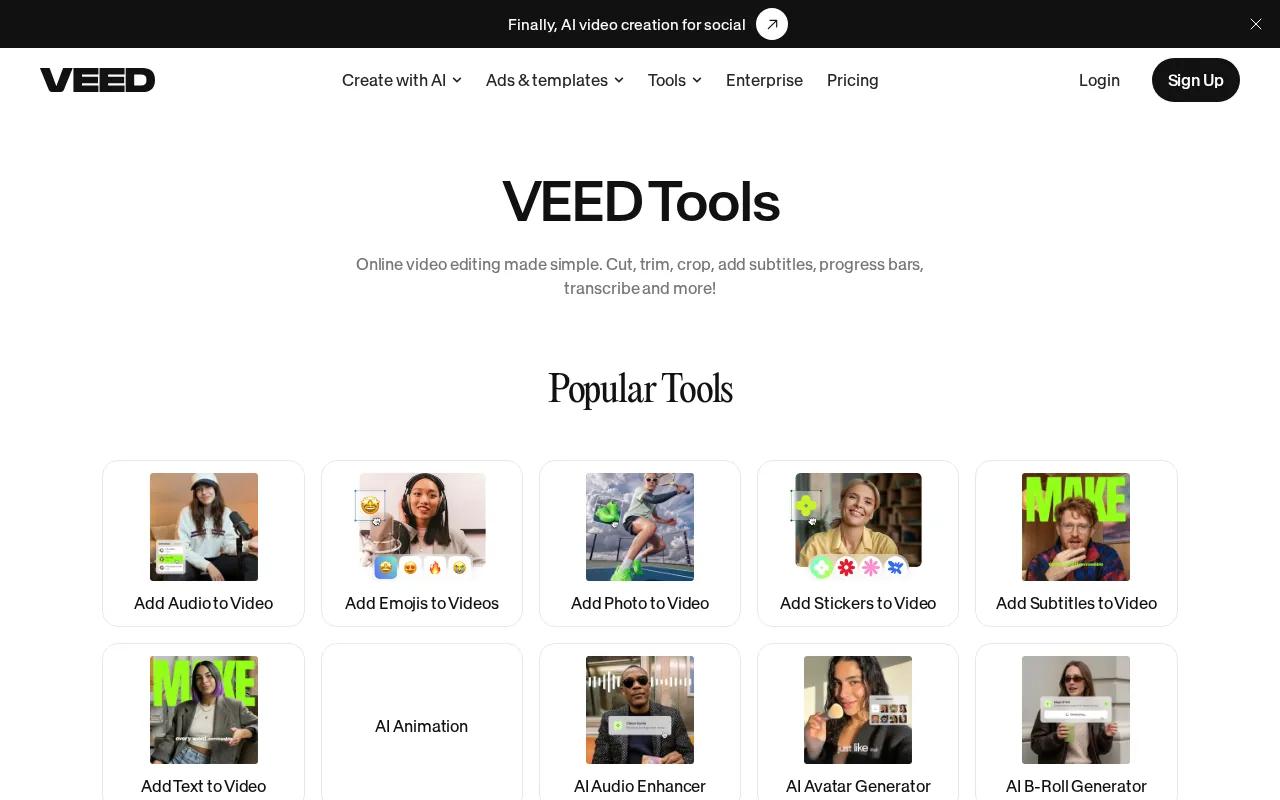 Screenshot of the Veed.io website