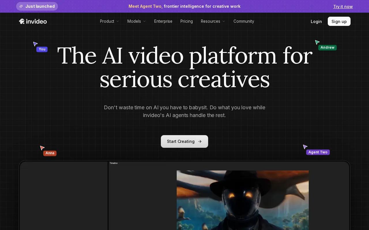 Screenshot of the InVideo website