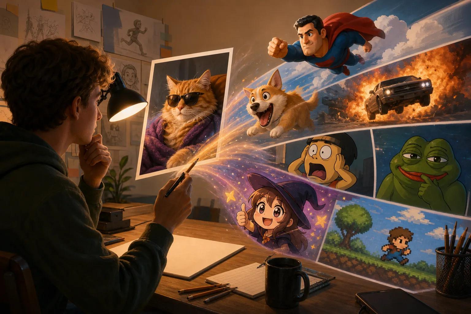 Grok Imagine Video: visual reference for 5. Grok Imagine Video , Stylized Clips for Animation and Meme-Style Content