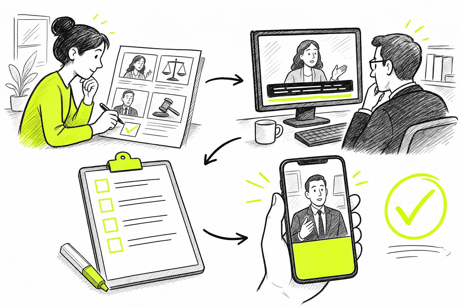 Doodle legal video promo approval and publishing workflow