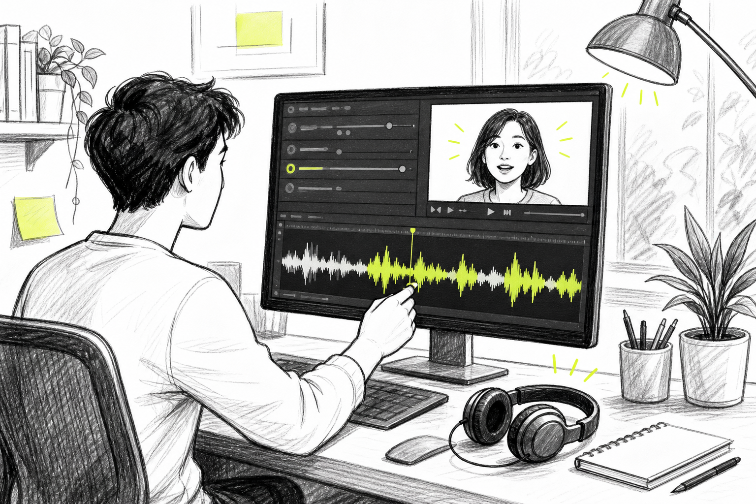 fine-tuning audio and exporting a talking photo video for social media.