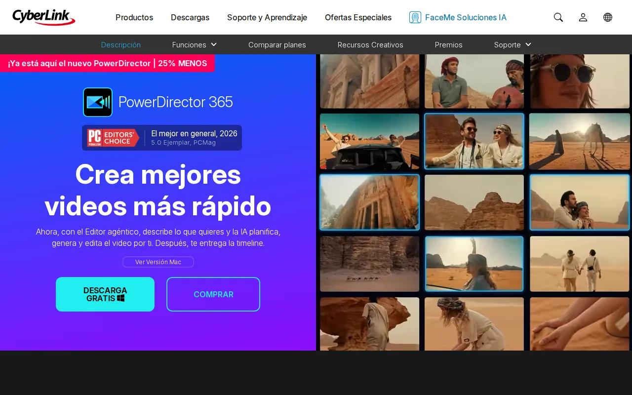 Screenshot of the PowerDirector by CyberLink website
