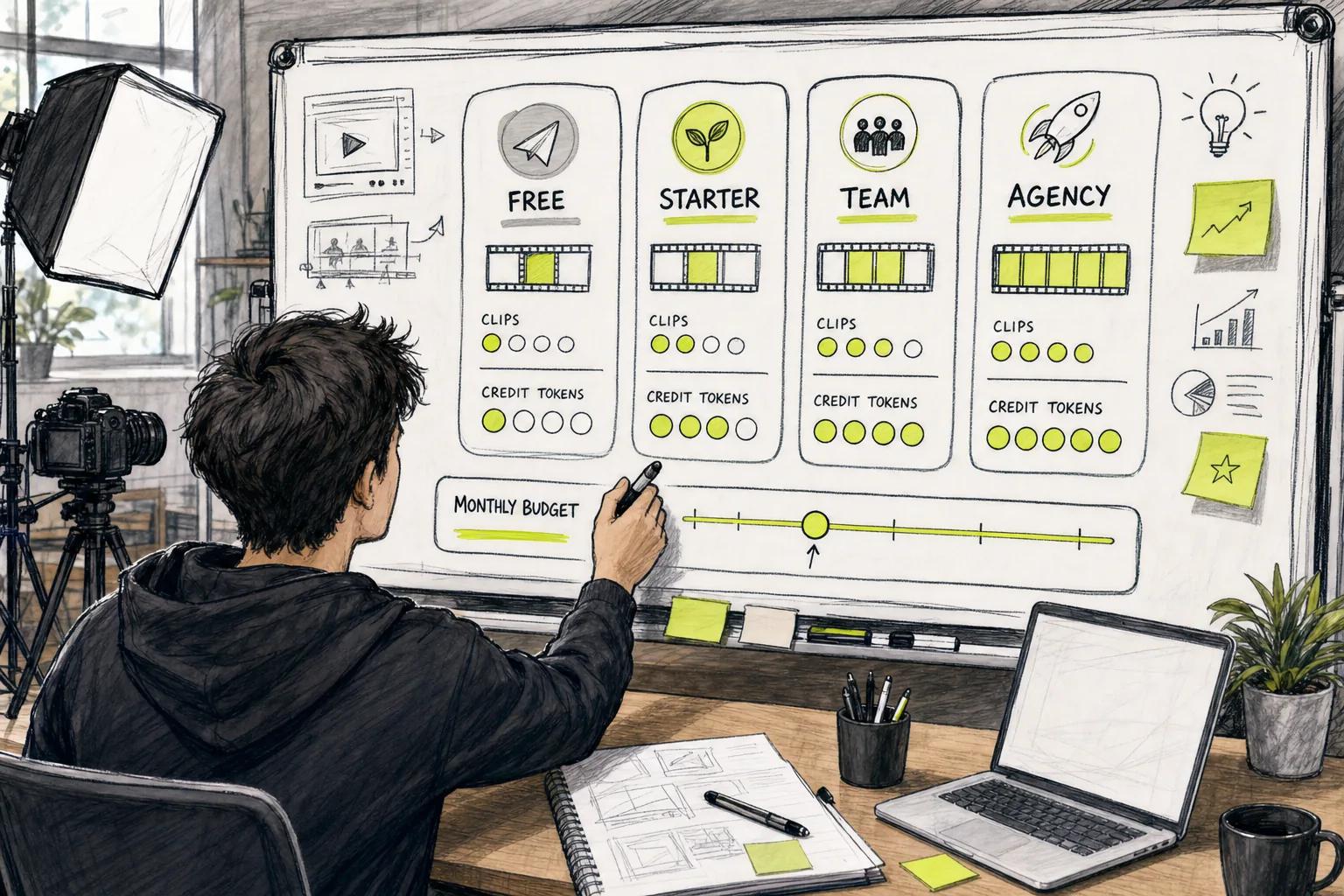 AI video plan selection and monthly budget control