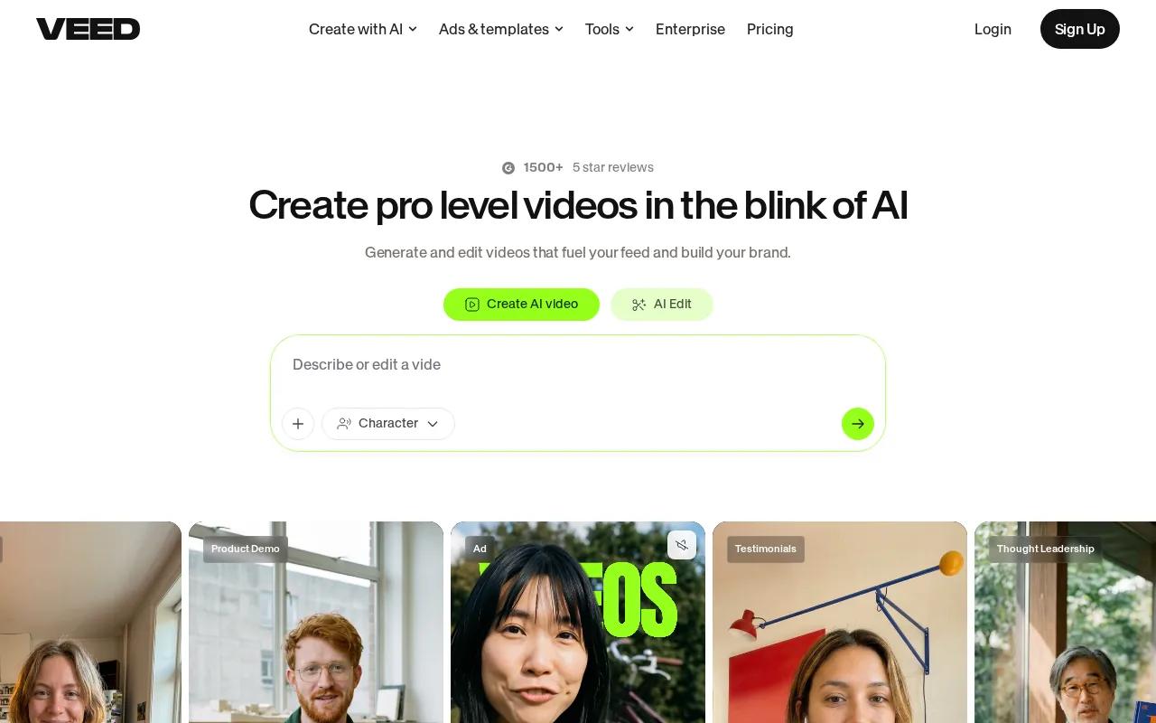Veed.io: visual reference for 6. Veed.io, Best for Customizable Auto-Subtitles