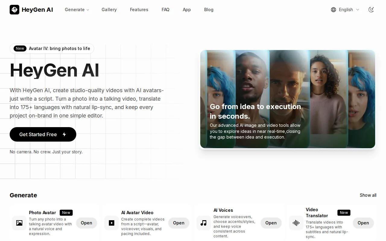HeyGen: visual reference for 2. HeyGen, the widest avatar selection for beginners