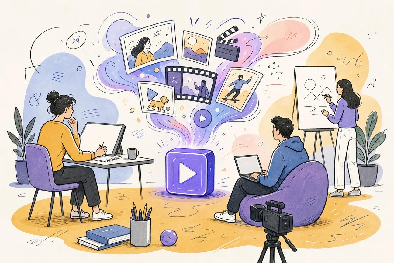 Editorial illustration for 7 Best AI Video Generators for Marketing in 2026