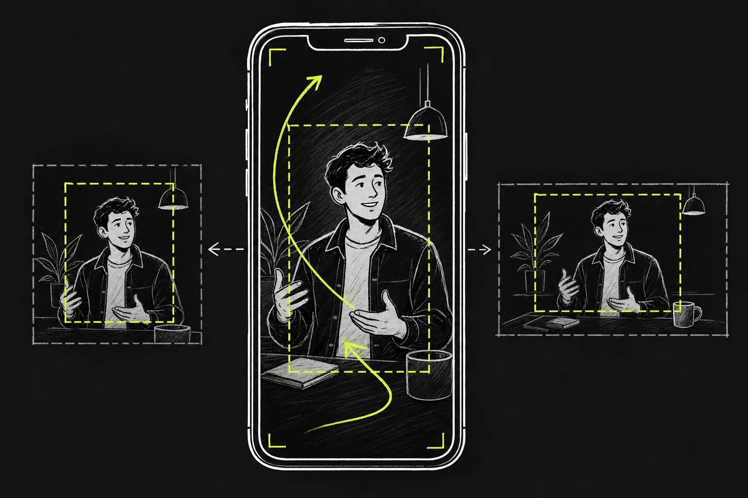Doodle showing vertical framing and safe subject placement for TikTok, Reels, and Shorts.