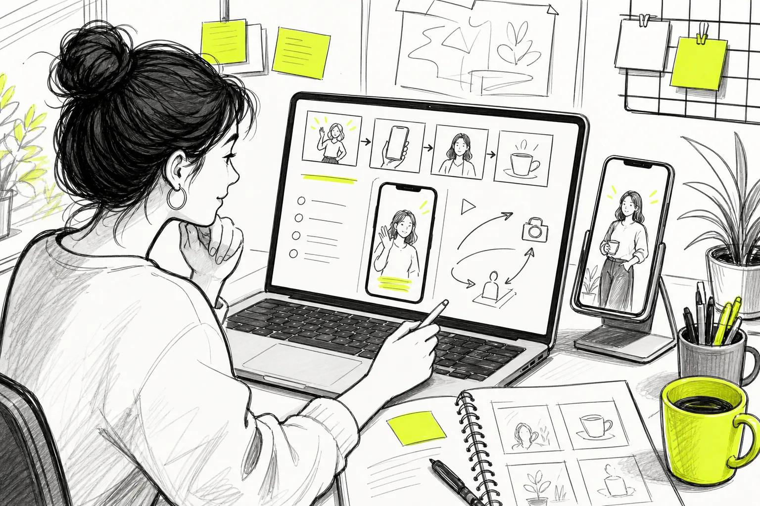Doodle workflow for planning an AI video ad online