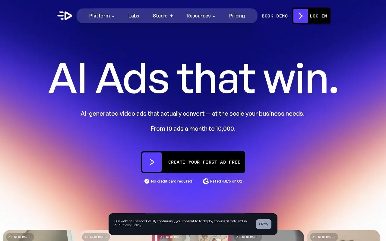 Screenshot of the Creatify website