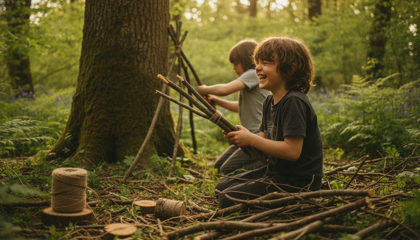 Children building a den