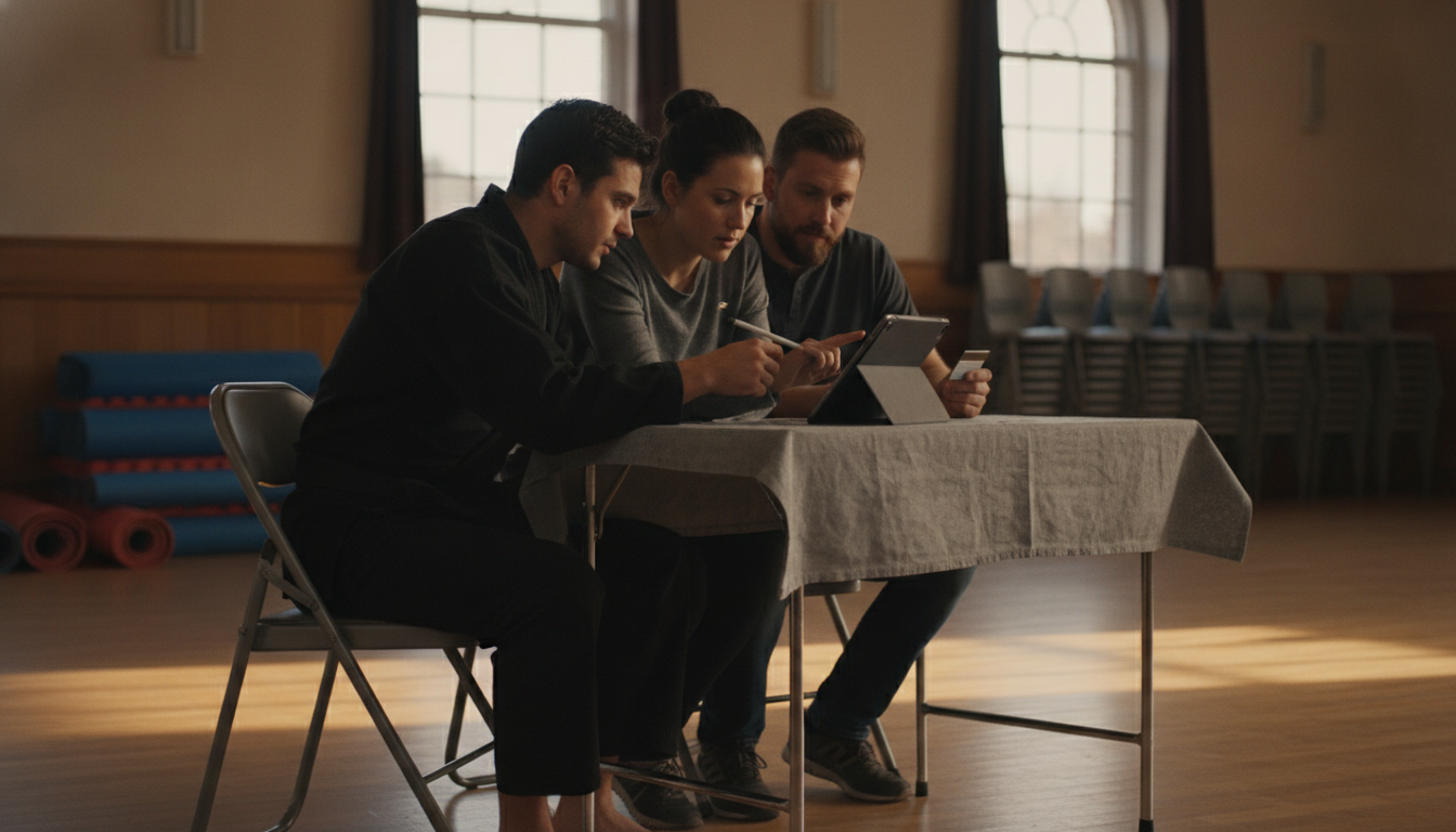 Parents signing up as founding members after class