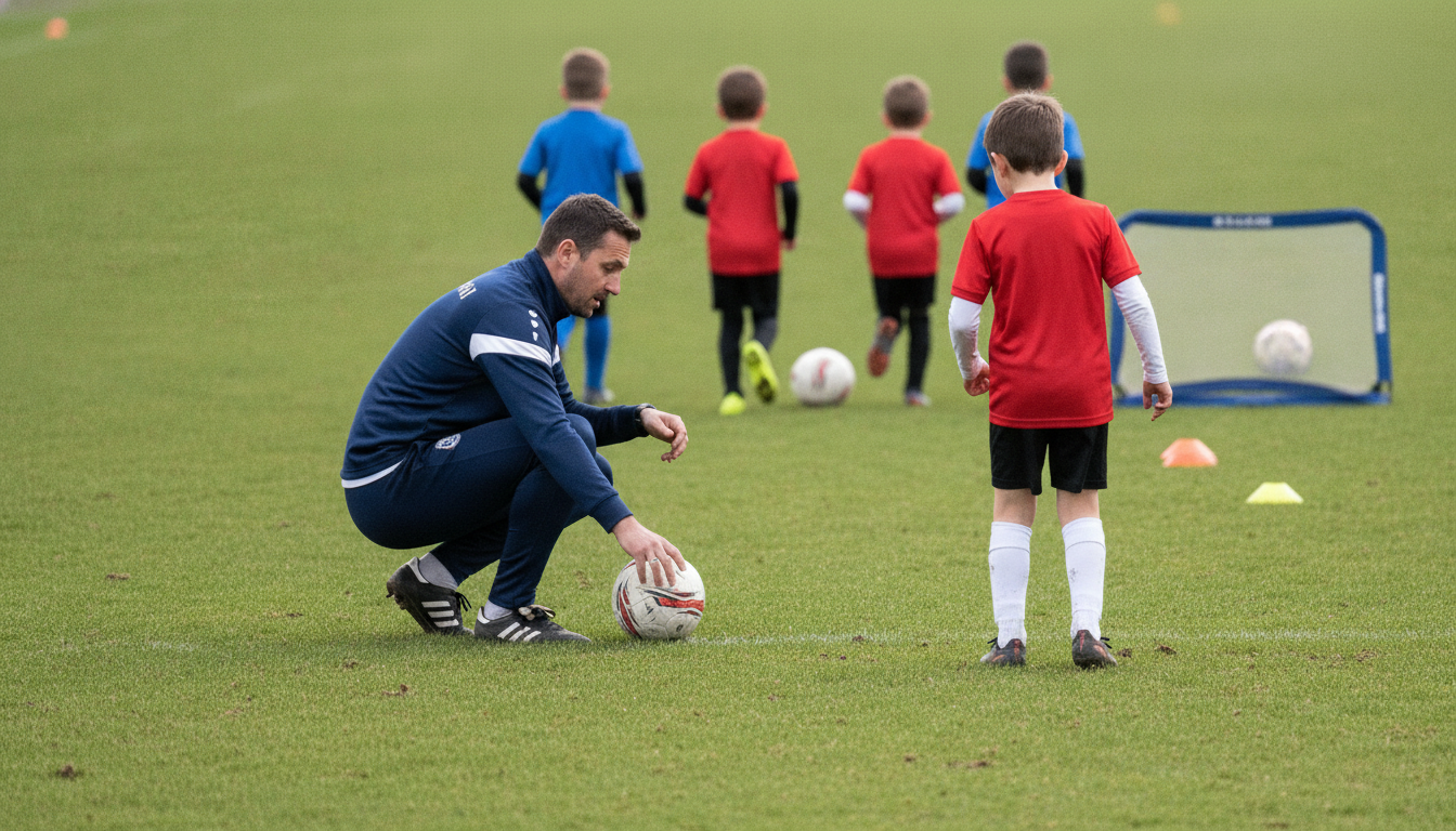 Youth soccer training session