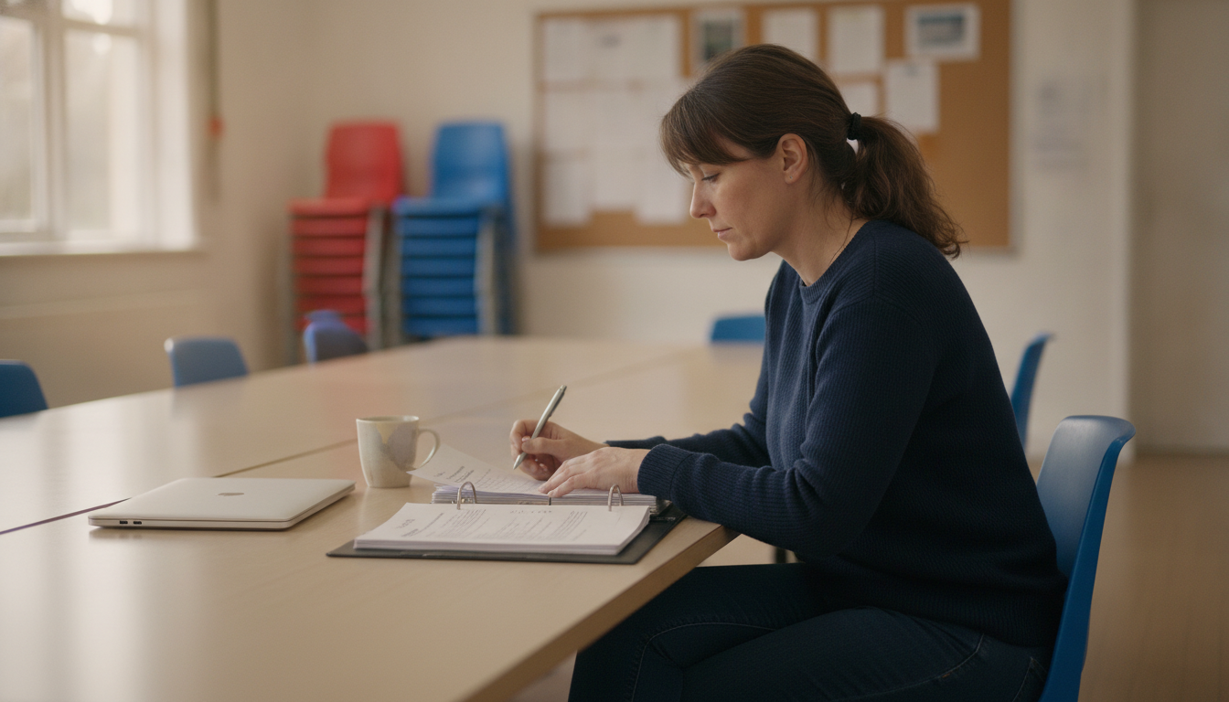 Club manager reviewing registration paperwork