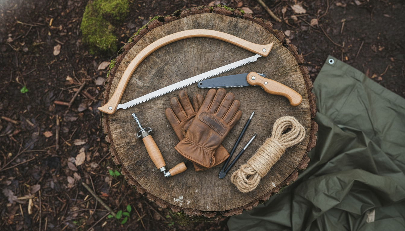 Forest school tools flat lay