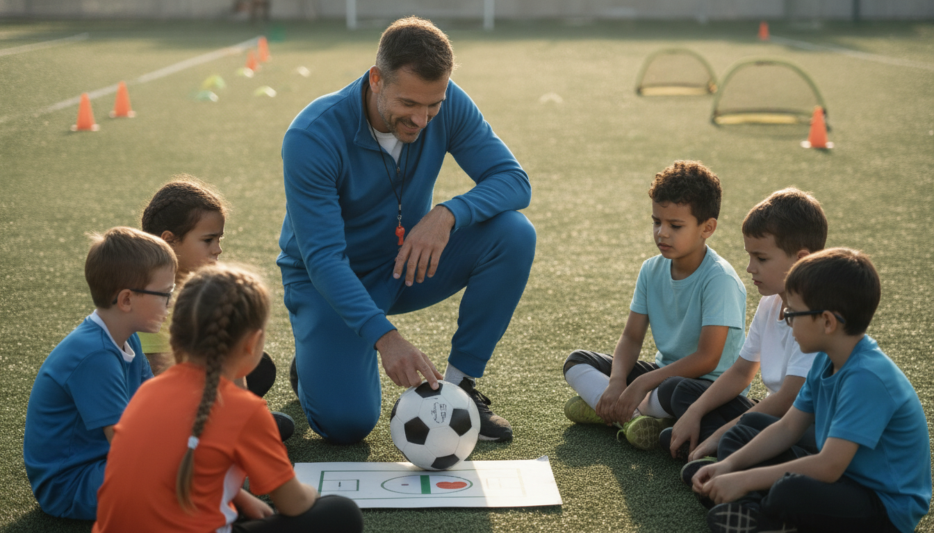 Coach with young players