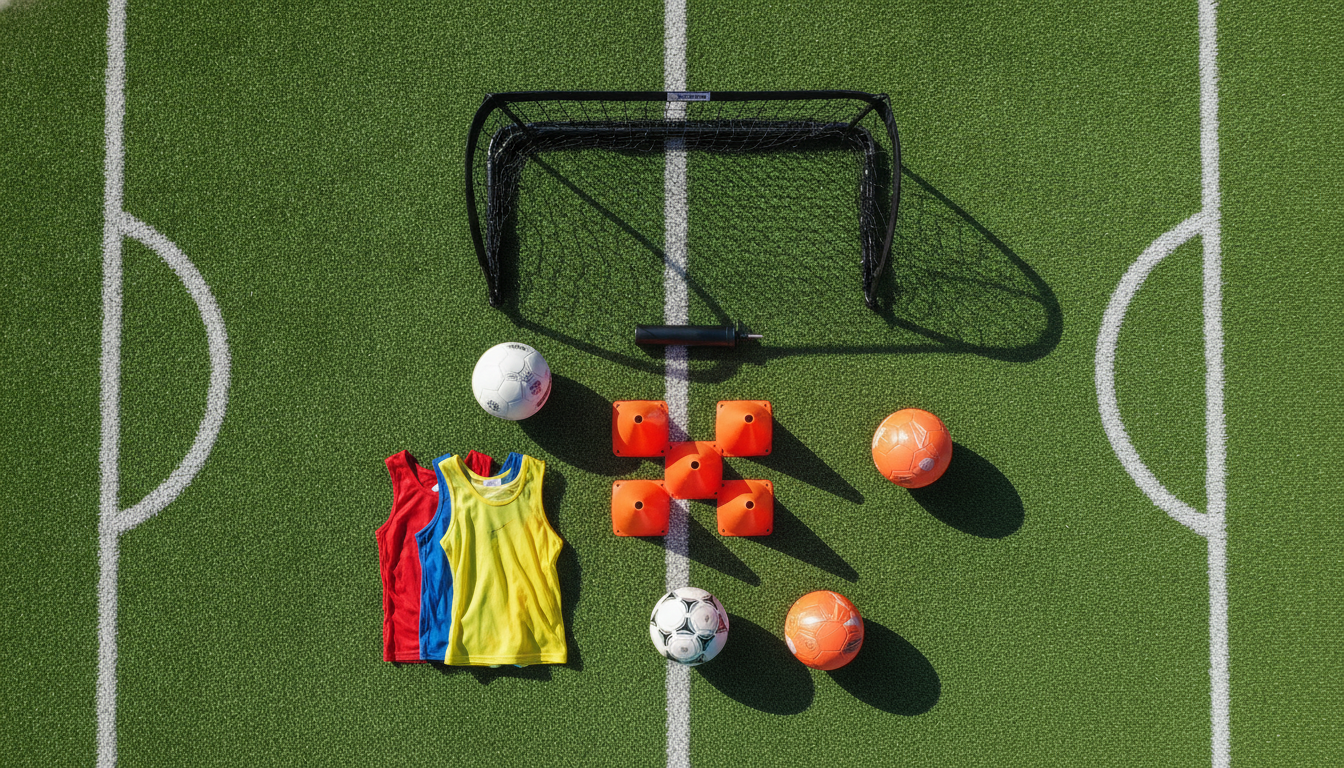 Football equipment on a pitch