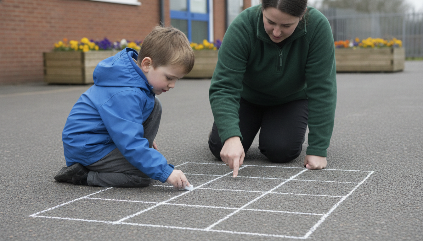 Chalk grid on a playground