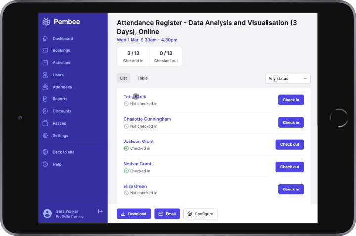 online attendance tracker - Pembee