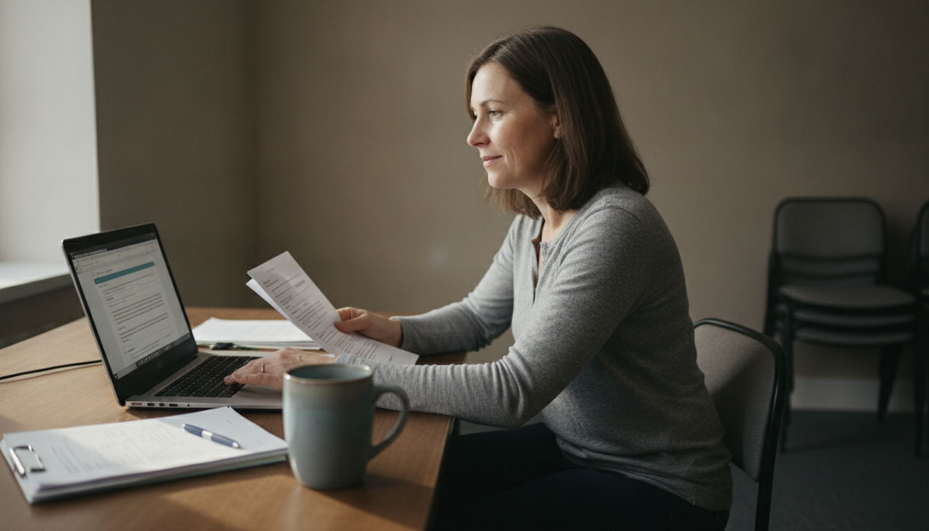 Club manager completing the Tax-Free Childcare provider sign-up at a desk