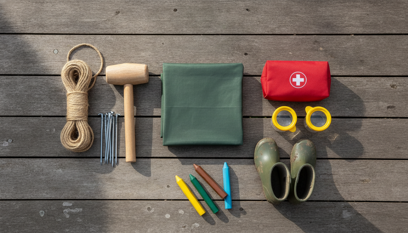 Forest school kit laid out