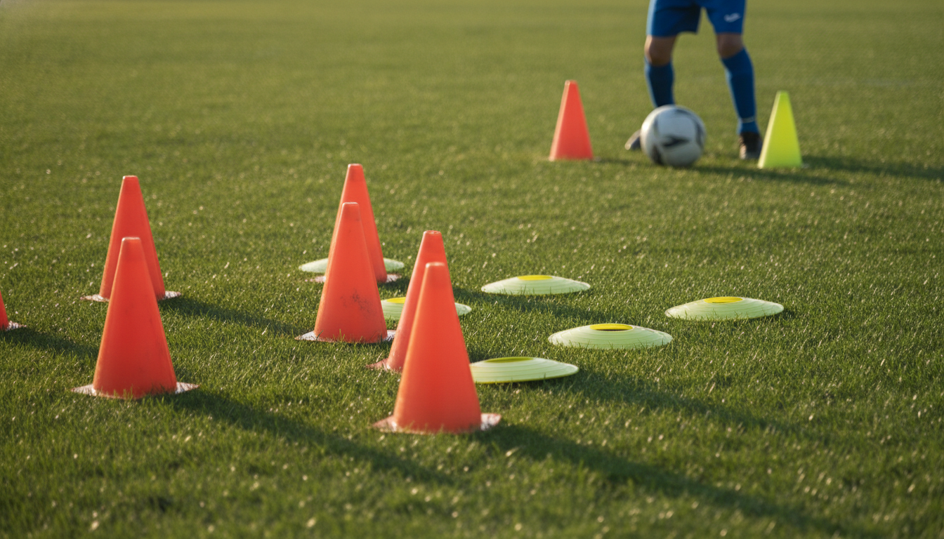 Cones on a pitch