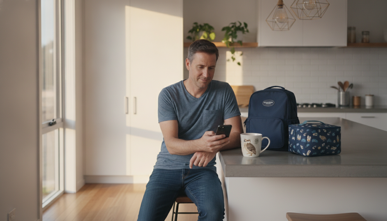 Parent booking care on a phone