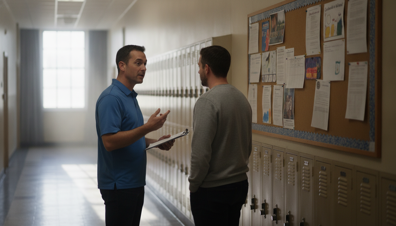 Coordinator meeting a school administrator