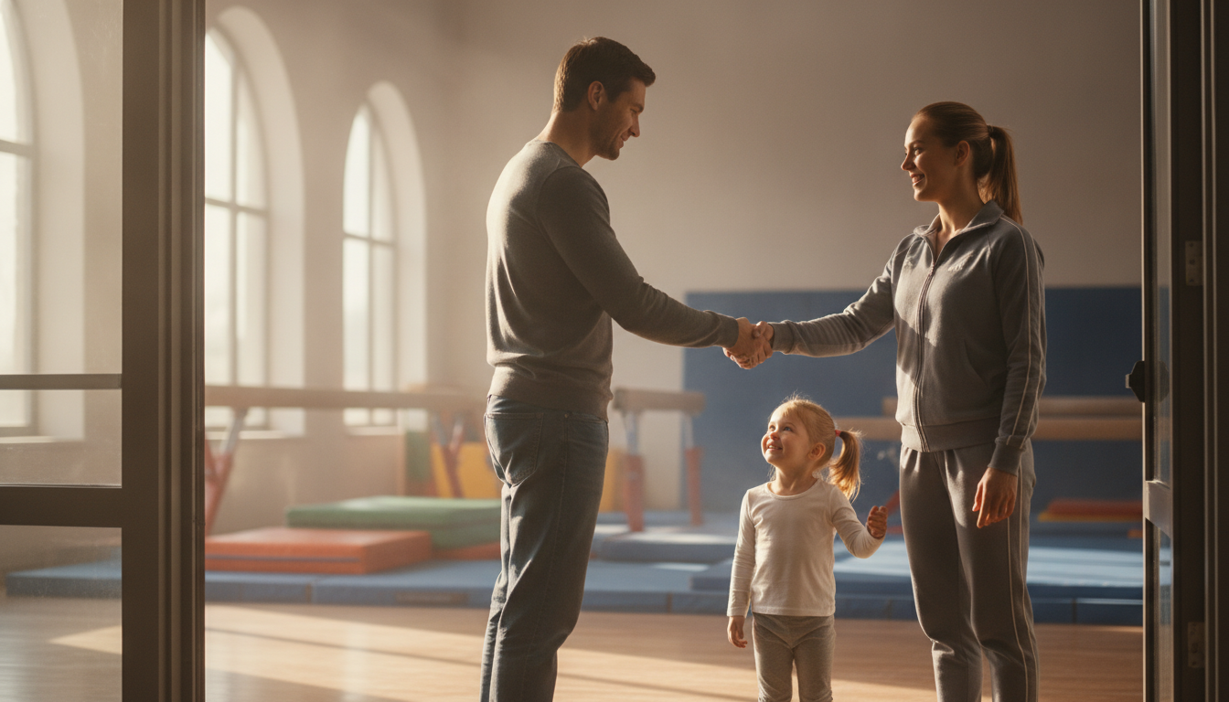 Coach welcoming a family
