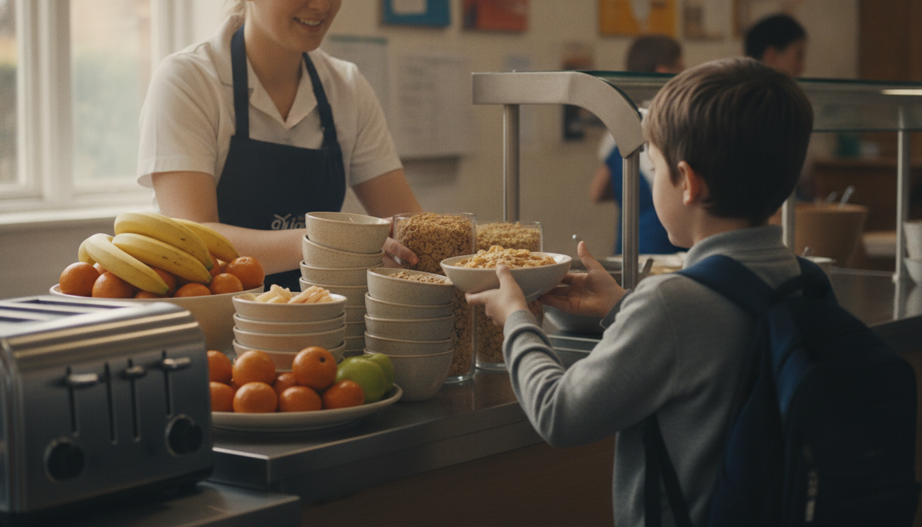 School breakfast serving counter