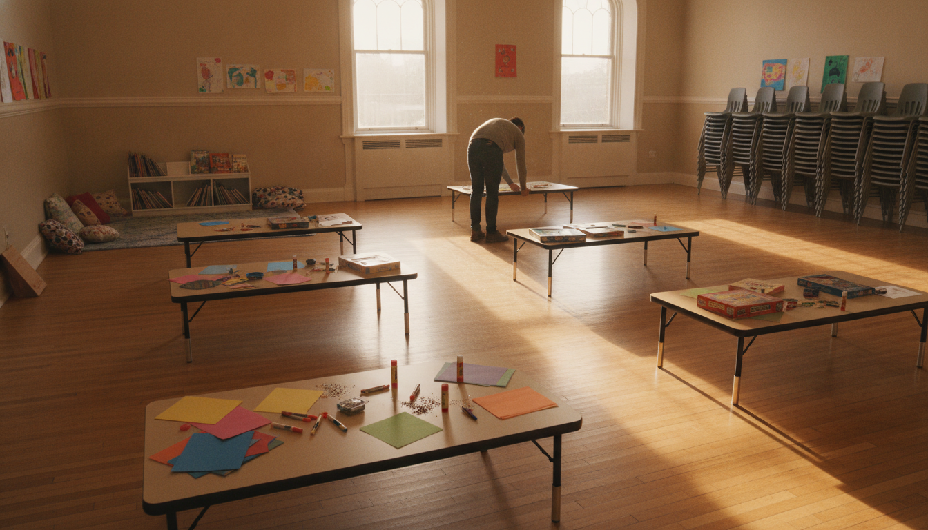 Activity room set up for a session