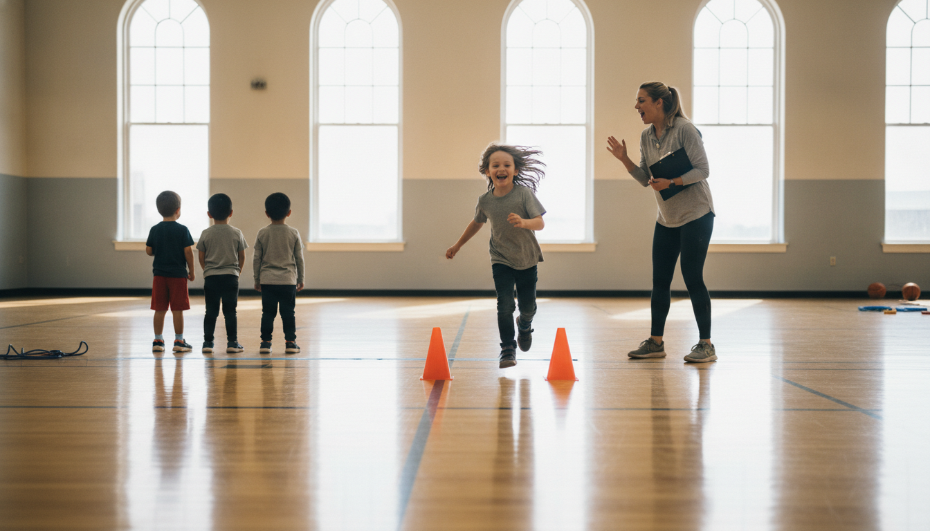 Movement game in a school gym