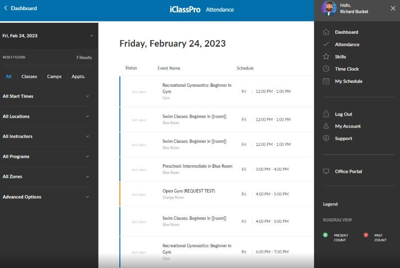 iClassPro scheduling