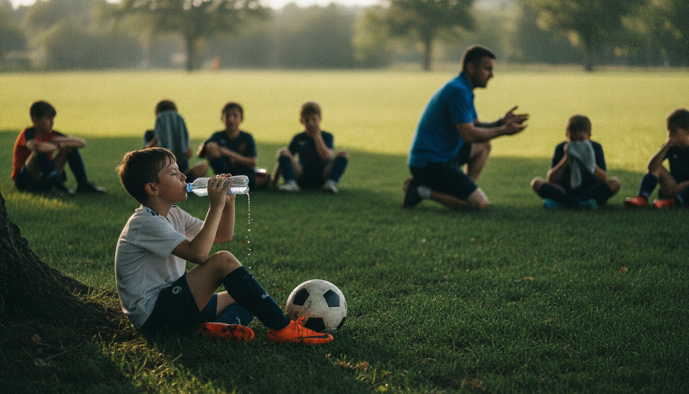 Water break at soccer camp