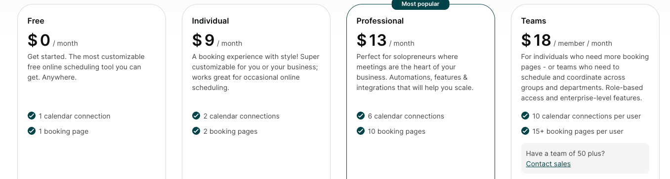 YouCanBookMe Pricing