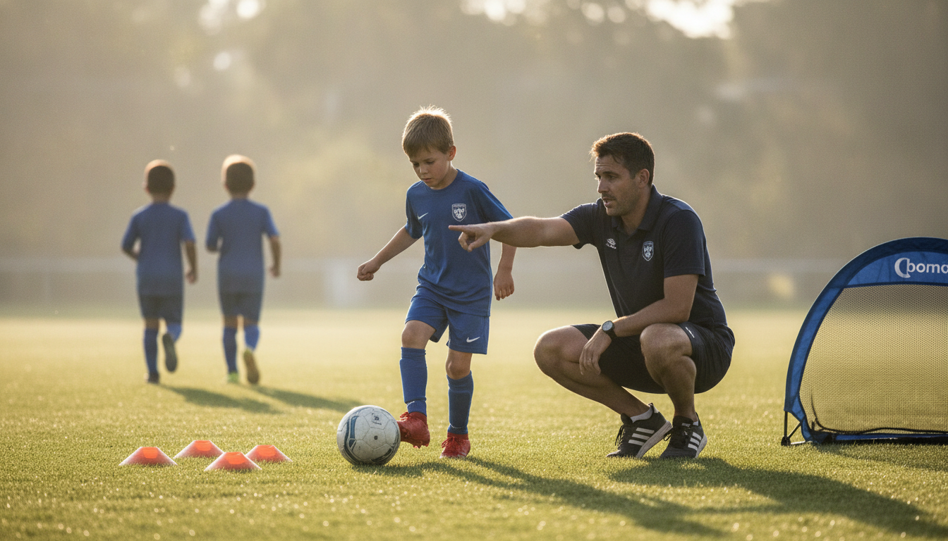 Coach directing a soccer session