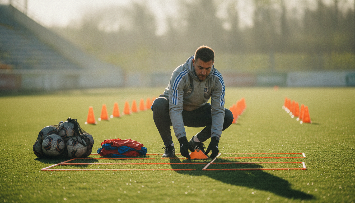 Coach setting out cones