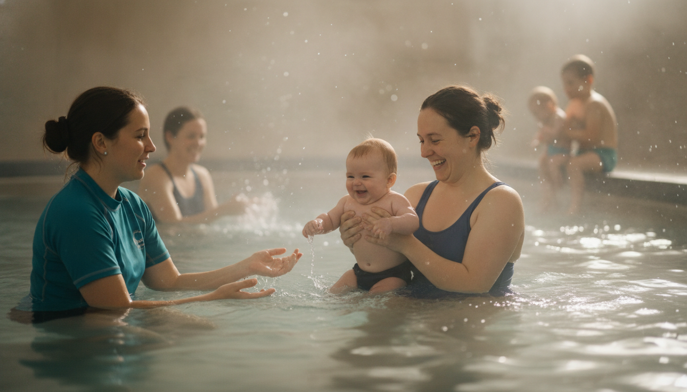 Parent and baby swim class