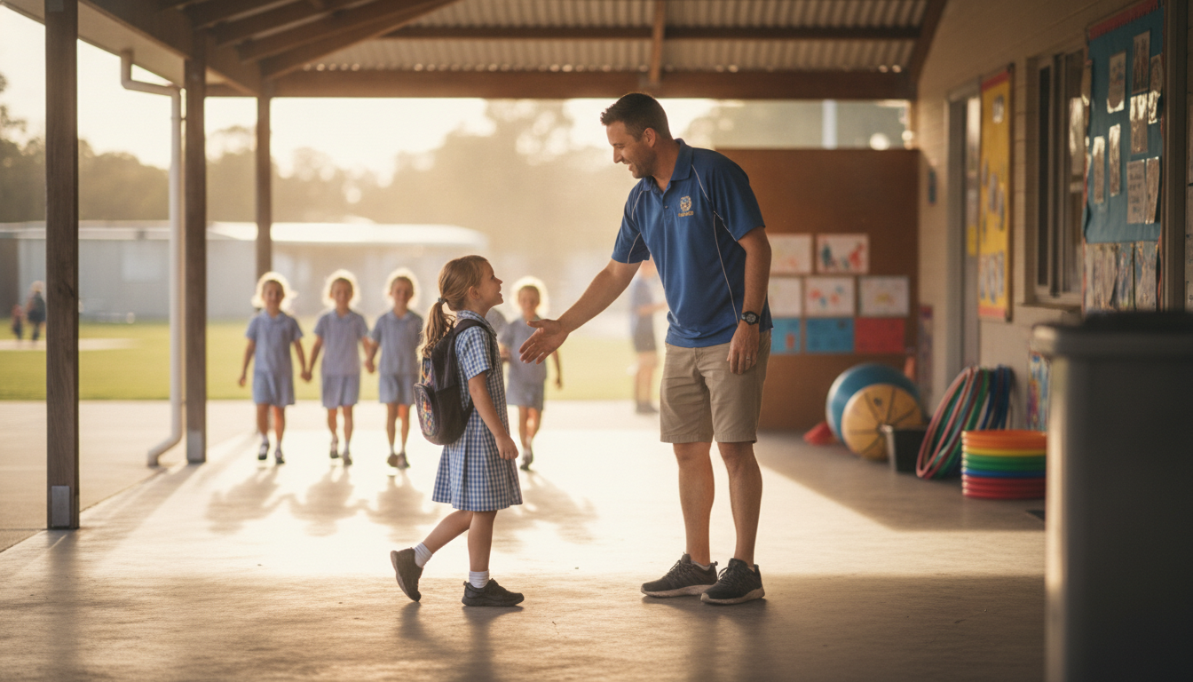 Children arriving at after school care