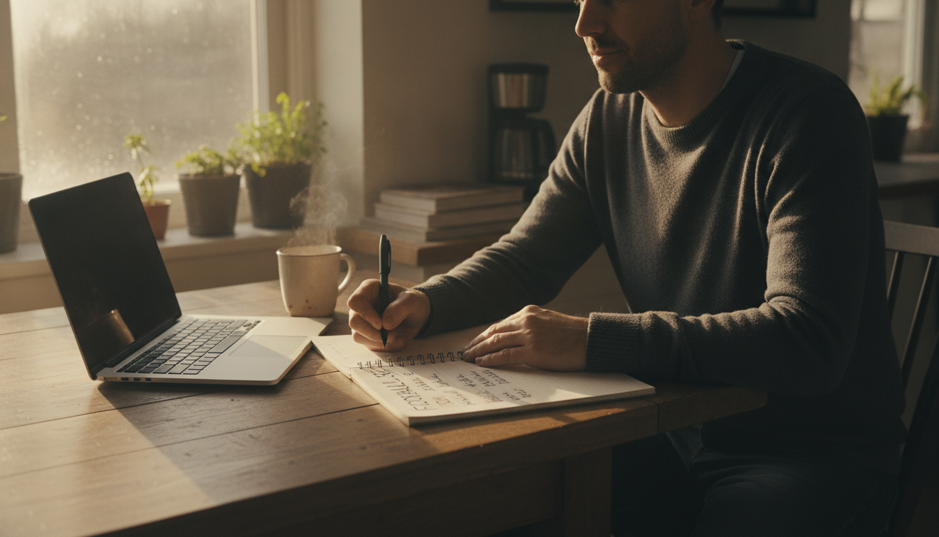 Founder checking name on laptop